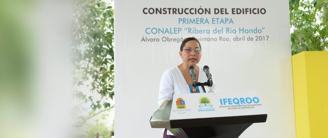 Colocan la primera piedra del Plantel CONALEP Ribera del Río Hondo en beneficio de 300 alumnos