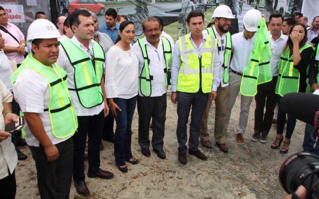La SINTRA da “banderazo de inicio de la obra implementación de Ciclovía Cancún en su fase 1”