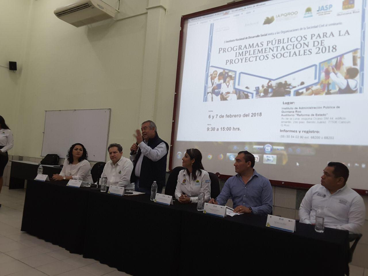 El martes 6 y miércoles 7 de febrero 2018, la Junta de Asistencia Social Privada del estado de Quintana Roo en coordinación con el Instituto Nacional de Desarrollo Social, llevó a cabo el “Seminario de programas públicos para la implementación de proyectos sociales 2018”.