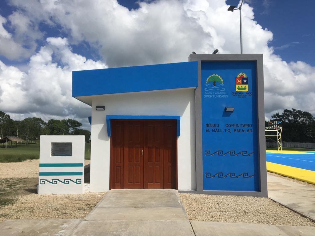 La comunidad de El Gallito en el municipio de Bacalar ya cuenta con módulo comunitario y cancha de usos múltiples: SEOP