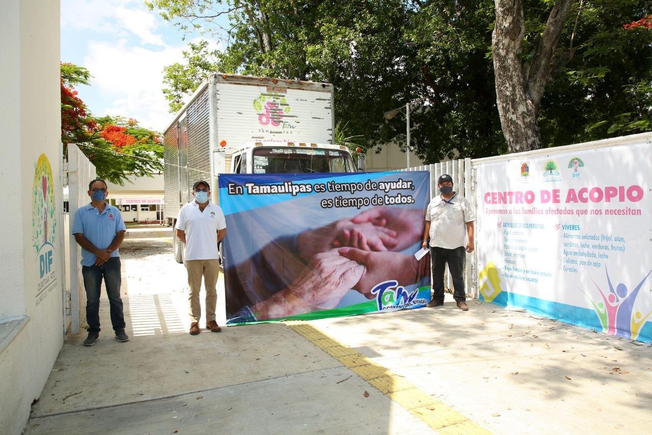 DIF Quintana Roo recibe de DIF Tamaulipas camión con 20 toneladas de ayuda 