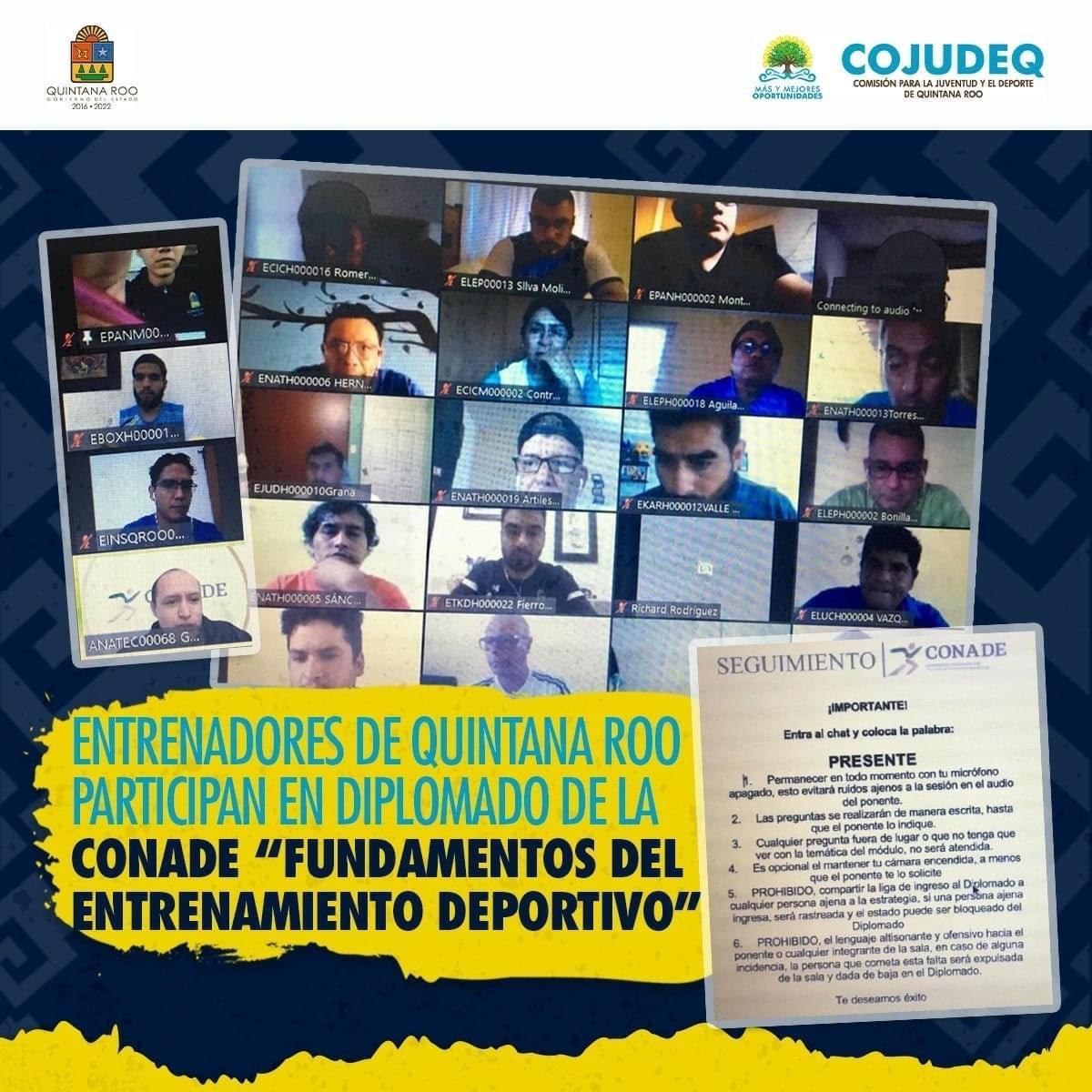 Entrenadores de Quintana Roo participan en Diplomado de la CONADE “Fundamentos del Entrenamiento Deportivo”